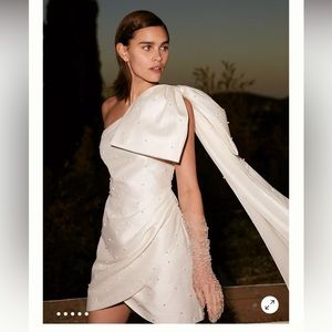 Anthropologie wedding short dress with pearls and bow size 0.